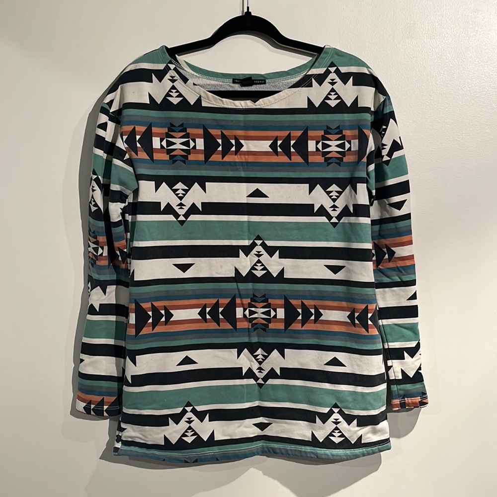 Aztec Print Tunic length Sweatshirt